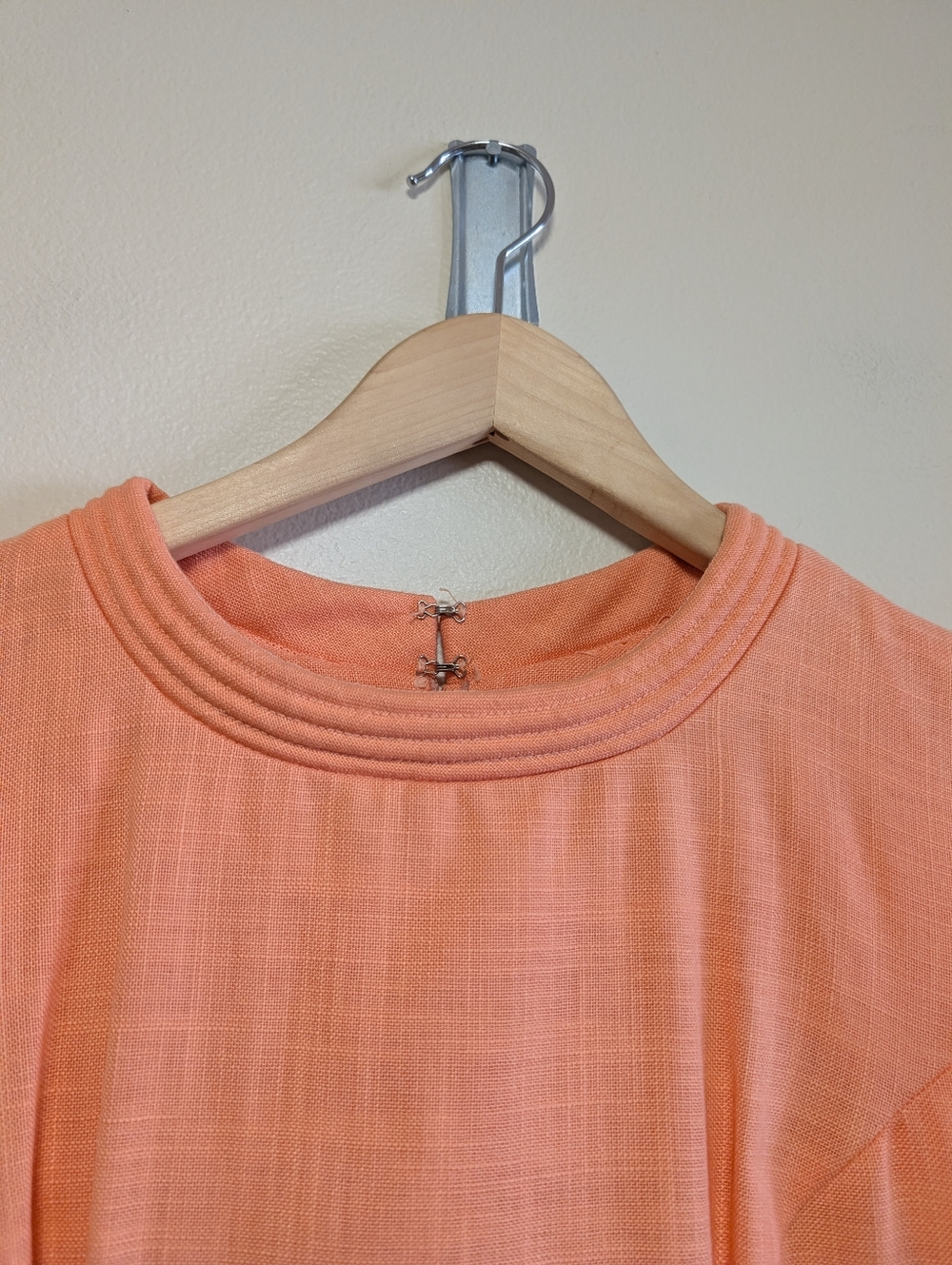 Vintage Handmade Linen Cotton Dress Peach Sleeveless Midi M - Picture 4 of 8